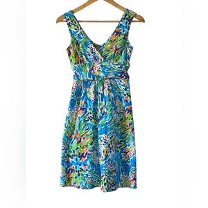Lilly Pulitzer Blue Green Sleeveless V-Neck Sundress